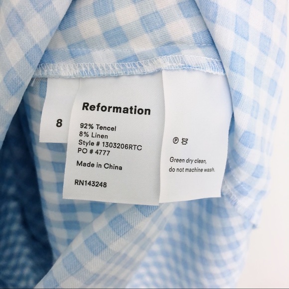SOLD Reformation Preston Gingham Blue White Mini - Picture 6 of 8